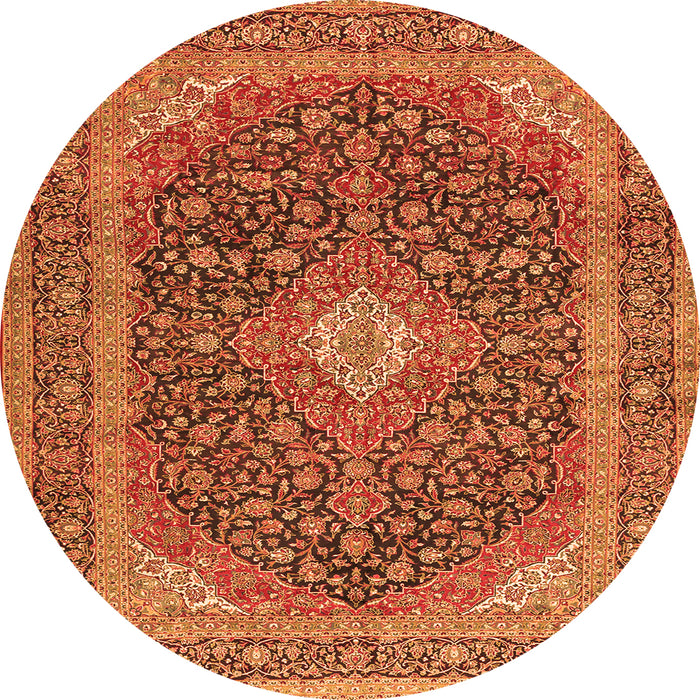 Square Medallion Orange Traditional Rug, tr2916org