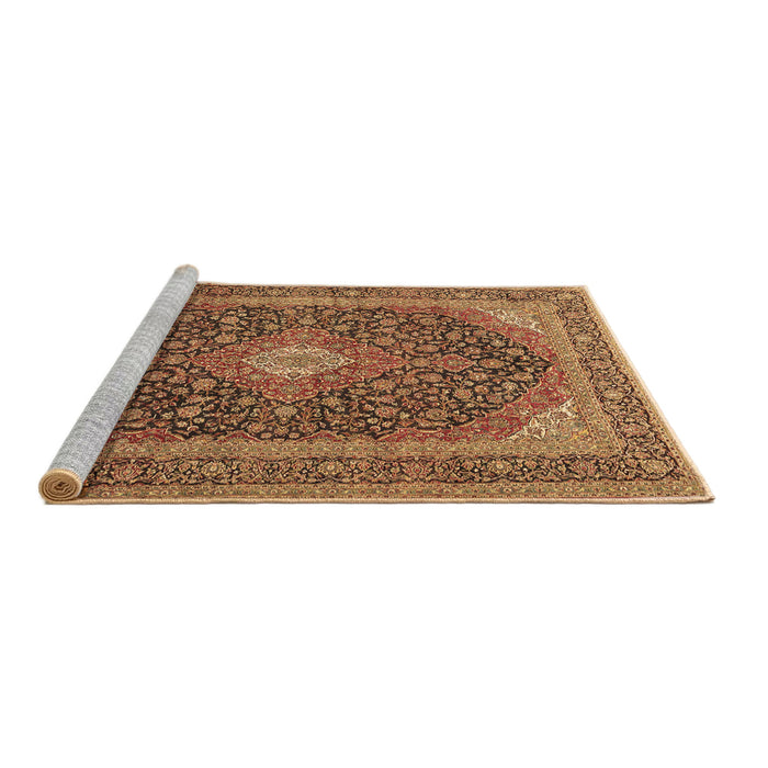 Sideview of Machine Washable Medallion Brown Traditional Rug, wshtr2916brn