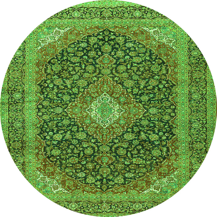 Machine Washable Medallion Green Traditional Area Rugs, wshtr2916grn