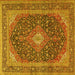 Square Medallion Yellow Traditional Rug, tr2916yw