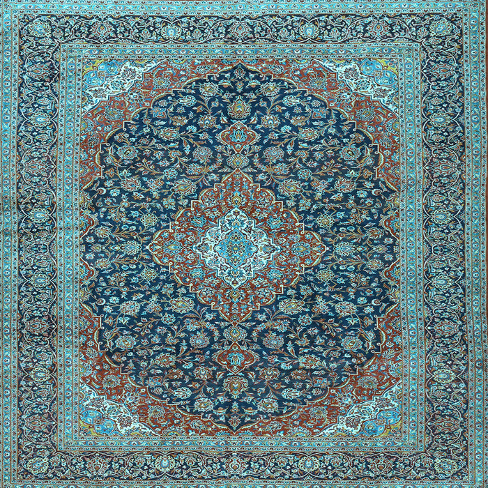 Square Medallion Light Blue Traditional Rug, tr2916lblu