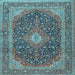Square Medallion Light Blue Traditional Rug, tr2916lblu