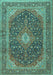 Machine Washable Medallion Turquoise Traditional Area Rugs, wshtr2916turq