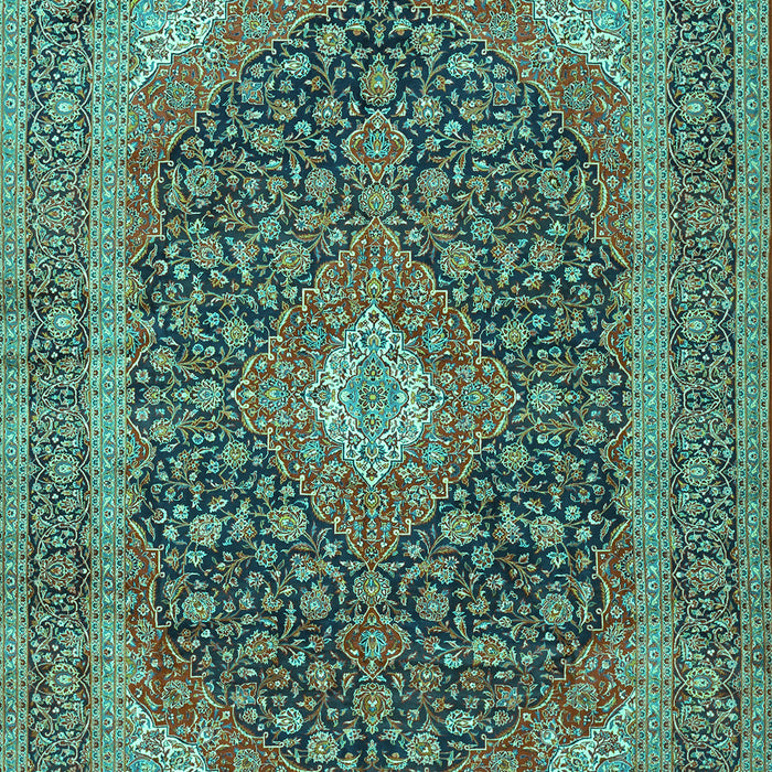 Machine Washable Medallion Turquoise Traditional Area Rugs, wshtr2916turq