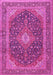 Machine Washable Medallion Pink Traditional Rug, wshtr2916pnk