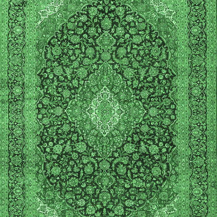 Medallion Emerald Green Traditional Rug, tr2916emgrn
