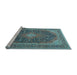 Sideview of Machine Washable Medallion Light Blue Traditional Rug, wshtr2916lblu