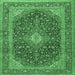 Square Medallion Emerald Green Traditional Rug, tr2916emgrn