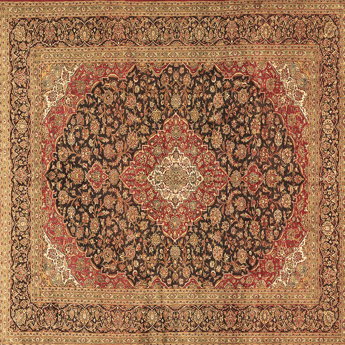 Square Machine Washable Medallion Brown Traditional Rug, wshtr2916brn