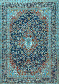 Medallion Light Blue Traditional Rug, tr2916lblu