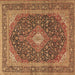 Square Medallion Brown Traditional Rug, tr2916brn