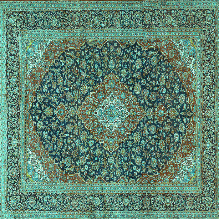 Square Medallion Turquoise Traditional Rug, tr2916turq