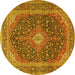 Round Medallion Yellow Traditional Rug, tr2916yw