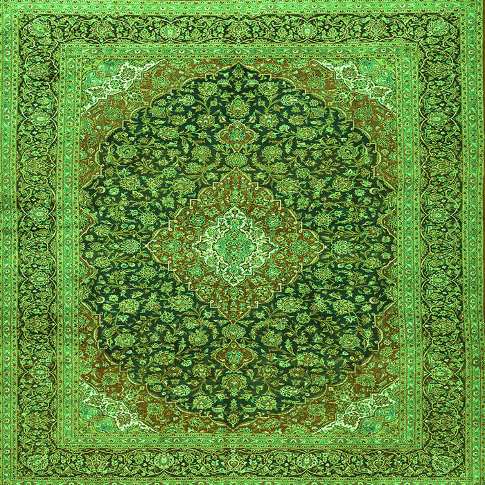Round Machine Washable Medallion Green Traditional Area Rugs, wshtr2916grn