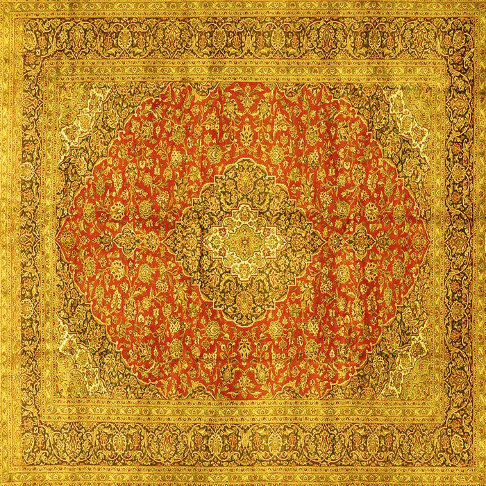 Square Medallion Yellow Traditional Rug, tr2917yw