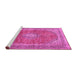 Sideview of Machine Washable Medallion Pink Traditional Rug, wshtr2917pnk