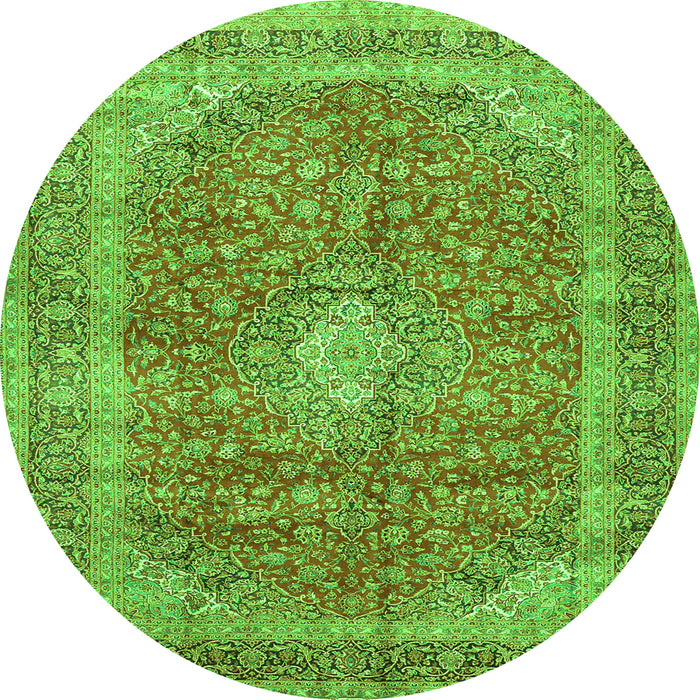 Square Medallion Green Traditional Rug, tr2917grn