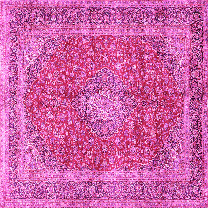 Square Machine Washable Medallion Pink Traditional Rug, wshtr2917pnk
