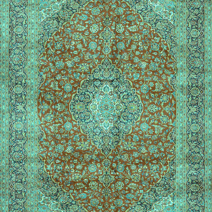 Machine Washable Medallion Turquoise Traditional Area Rugs, wshtr2917turq