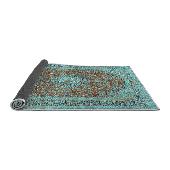 Sideview of Medallion Light Blue Traditional Rug, tr2917lblu