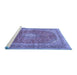 Sideview of Machine Washable Medallion Blue Traditional Rug, wshtr2917blu