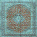 Square Medallion Light Blue Traditional Rug, tr2917lblu