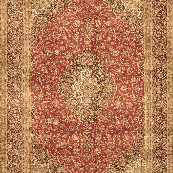 Machine Washable Medallion Brown Traditional Rug, wshtr2917brn
