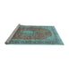 Sideview of Machine Washable Medallion Light Blue Traditional Rug, wshtr2917lblu