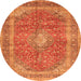 Machine Washable Medallion Orange Traditional Area Rugs, wshtr2917org