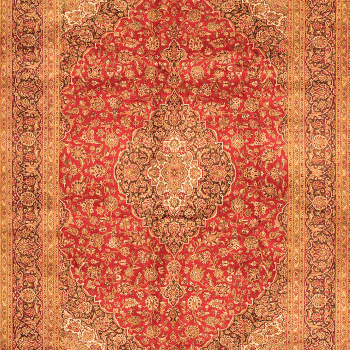 Serging Thickness of Machine Washable Medallion Orange Traditional Area Rugs, wshtr2917org