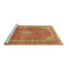 Sideview of Machine Washable Medallion Brown Traditional Rug, wshtr2917brn