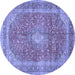 Round Medallion Blue Traditional Rug, tr2917blu