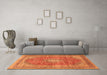 Machine Washable Medallion Orange Traditional Area Rugs in a Living Room, wshtr2917org