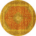 Round Medallion Yellow Traditional Rug, tr2917yw