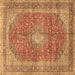 Square Medallion Brown Traditional Rug, tr2917brn