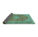 Sideview of Medallion Turquoise Traditional Rug, tr2917turq