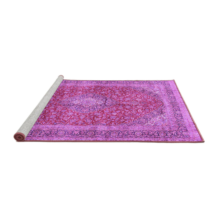 Sideview of Machine Washable Medallion Purple Traditional Area Rugs, wshtr2917pur