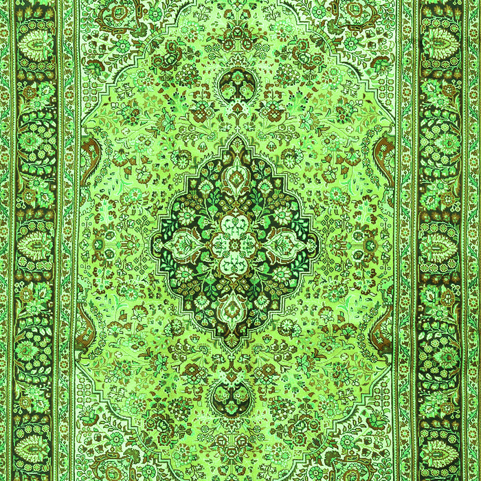 Serging Thickness of Machine Washable Medallion Green Traditional Area Rugs, wshtr2918grn