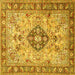 Square Medallion Yellow Traditional Rug, tr2918yw