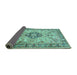 Sideview of Medallion Turquoise Traditional Rug, tr2918turq