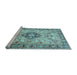 Sideview of Machine Washable Medallion Light Blue Traditional Rug, wshtr2918lblu