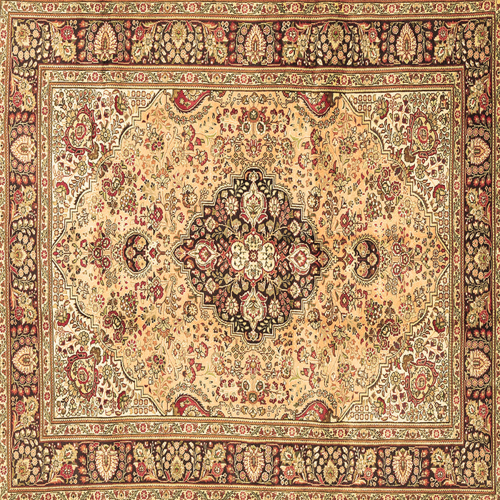 Square Machine Washable Medallion Brown Traditional Rug, wshtr2918brn