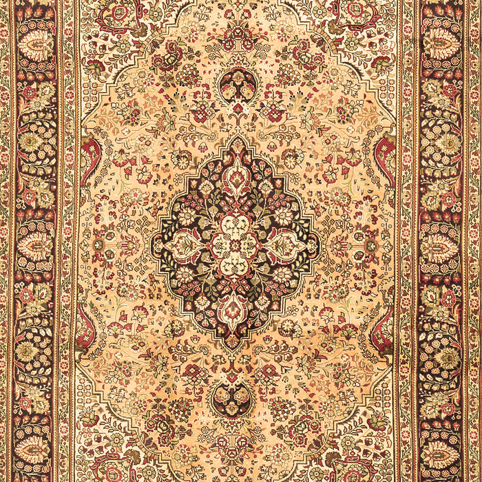 Machine Washable Medallion Brown Traditional Rug, wshtr2918brn