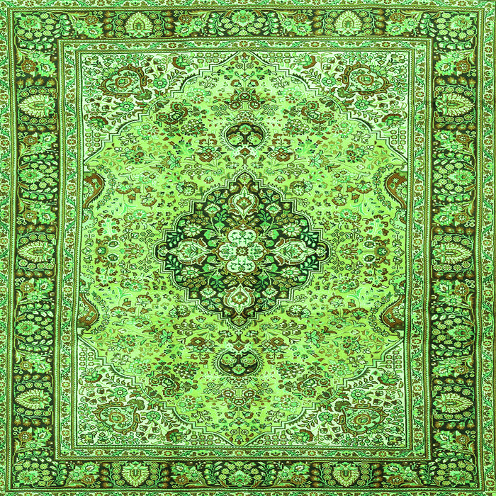Serging Thickness of Medallion Green Traditional Rug, tr2918grn