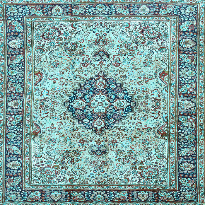 Square Medallion Light Blue Traditional Rug, tr2918lblu