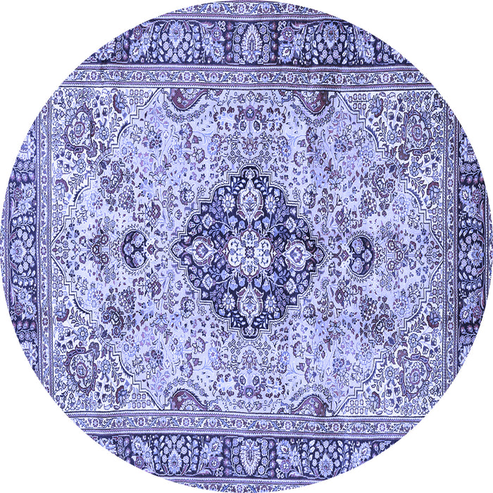 Round Medallion Blue Traditional Rug, tr2918blu