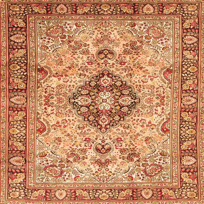Serging Thickness of Medallion Orange Traditional Rug, tr2918org