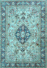 Medallion Light Blue Traditional Rug, tr2918lblu