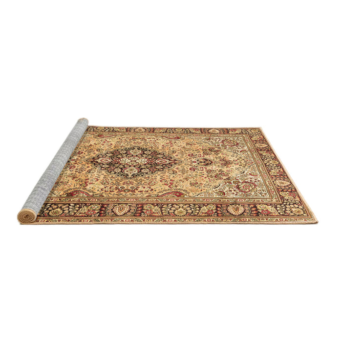 Sideview of Machine Washable Medallion Brown Traditional Rug, wshtr2918brn