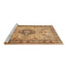 Sideview of Machine Washable Medallion Brown Traditional Rug, wshtr2918brn